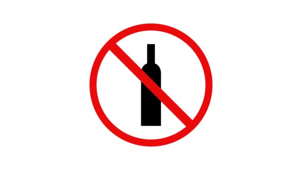 Tiltott Alkohol Jel Fehér Körön — Stock videók
