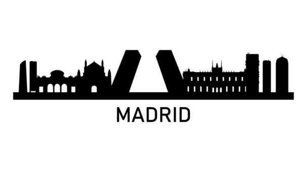 Ciudad Madrid Skyline Animación Gráfica Vídeo Movimiento — Vídeo de stock