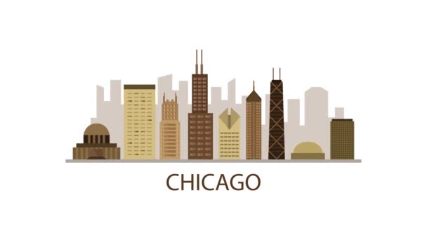 Skyline Van Chicago Videomografische Animatie — Stockvideo