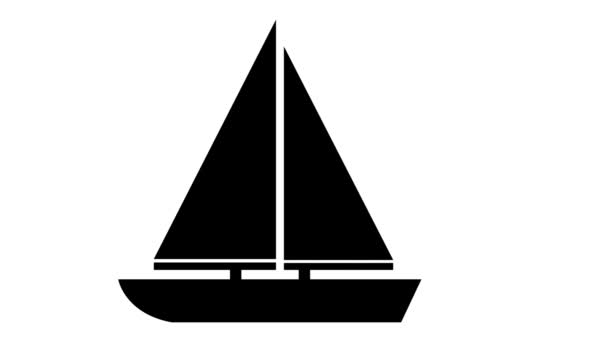 Icono Barco Negro Animado Sobre Fondo Blanco — Vídeos de Stock
