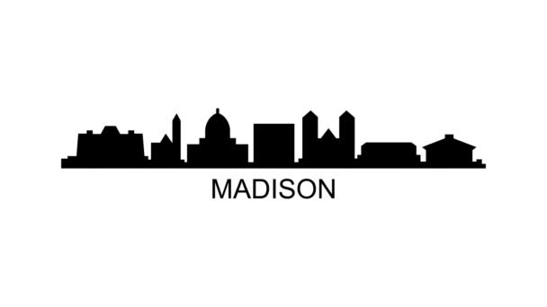 Horizonte Cidade Madison Animação Gráfica Movimento Vídeo — Vídeo de Stock