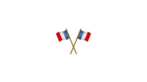Nationella Flaggor Frankrike Isolerade Vit Bakgrund — Stockvideo