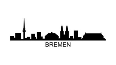 Bremen şehrinin silueti. Video hareketi grafik canlandırması.  