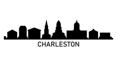 Charleston şehrinin silueti. Video hareketi grafik canlandırması.  