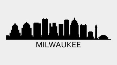 Milwaukee şehrinin silueti. Video hareketi grafik canlandırması. 
