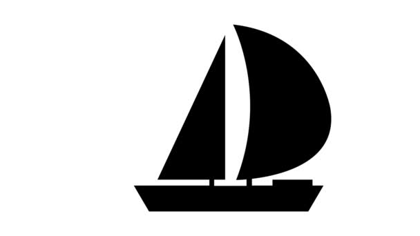 Иконка Черной Лодки Анимирована Белом Фоне — стоковое видео