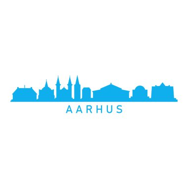 Aarhus şehir silüeti, vektör illüstrasyonu