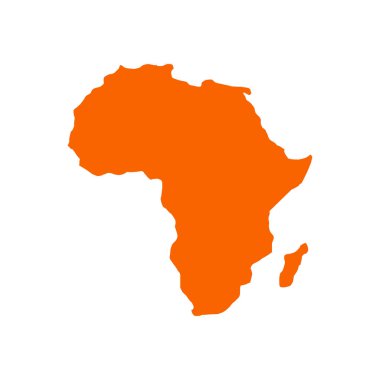Afrika ikonunun turuncu haritası. Vektör İllüstrasyonu beyaz arkaplanda izole edildi