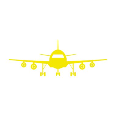 Sarı uçak simgesi, vektör illüstrasyonu 