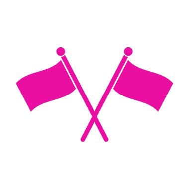 Beyaz arkaplan vektör illüstrasyonunda pembe çapraz bayraklar