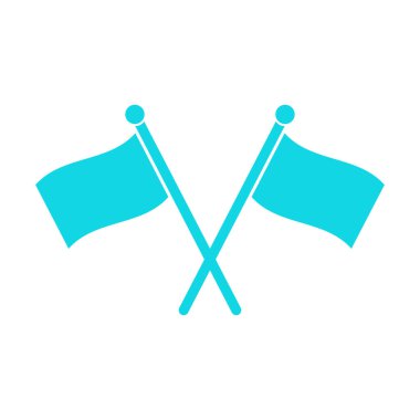 Beyaz arkaplan vektör illüstrasyonunda mavi çapraz bayraklar