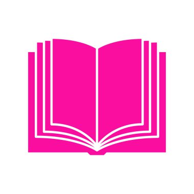 Beyaz arkaplanda izole edilmiş pembe açık kitap simgesi, vektör illüstrasyonu