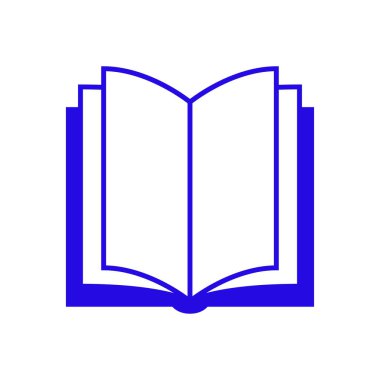 Beyaz arkaplanda izole edilmiş mavi açık kitap simgesi, vektör illüstrasyonu