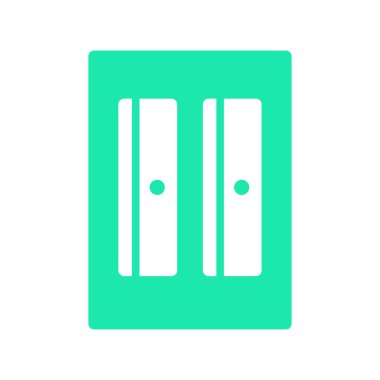 yeşil kalem açacağı düz simge, vektör illüstrasyonu