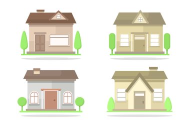 Beyaz arkaplanda resimli Isometric evler