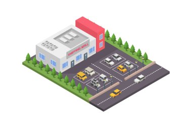 Beyaz arkaplanda alışveriş merkezi simgesi