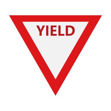Beyaz arkaplanda verim yol işareti simgesi