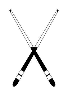 Çapraz bilardo ipuçları simgesi, siyah ve beyaz