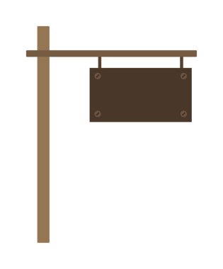 Ağ için basit tahta işaret direği vektör simgesi çizimi