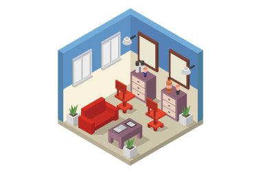 Berber dükkanı beyaz arka planda resmedilmiş