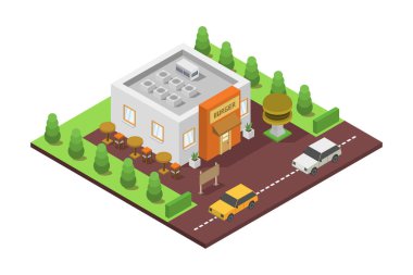 Hamburgerci beyaz arkaplanda resimlenmiş