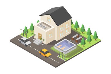 beyaz arkaplanda resimli ev