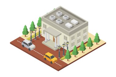beyaz arkaplanda resimlendirilmiş kitaplık