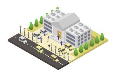 Beyaz arkaplanda resimlenmiş müze