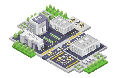 şehir izometrik vektör çizimi.