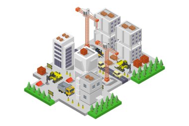 Vinçli izometrik sanayi binası