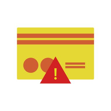 Düz renkli çizgi film uyarı kartı ve ünlem işareti