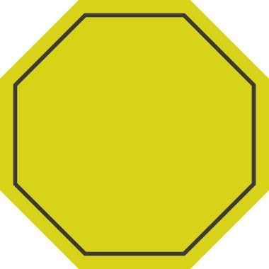 Beyaz arkaplanda sarı ve siyah altıgen simgesi