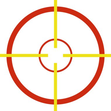 Hedef işareti çizimi. Vektör. Dairesel düz kırmızı simge.