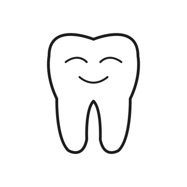 Mutlu diş çizgisi simgesi, konsept illüstrasyon, dış hat sembolü, vektör işareti, doğrusal doğrusal.
