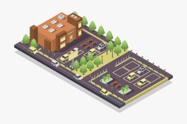 vektör izometrik şehir sokağı.