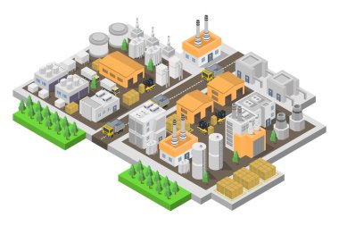 izometrik şehir binaları ile