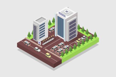 Isometric Şehir Binaları Kompozisyonu