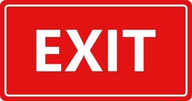 çıkış vektör simgesi. bu yuvarlak düz sembol beyaz arkaplanda kırmızı ve siyah renklerle çizilir.