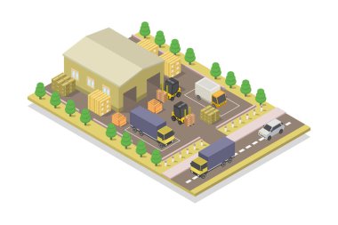 Izometrik Şehir Sokak Kompozisyon