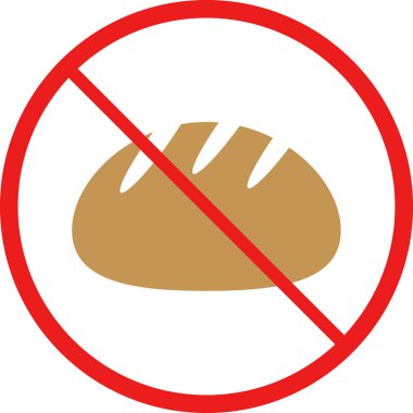 Ekmek işareti yok. Yemek yok. Ekmek ikonu. vektör illüstrasyonu.