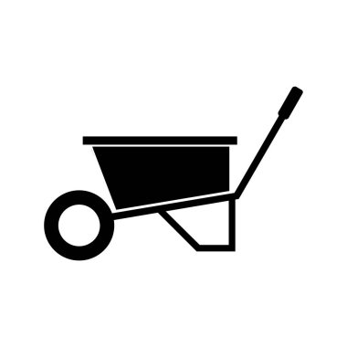 El arabası siyah renk ikonu. el arabası daire içinde.