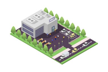 Şehirdeki bir caddenin izometrik çizimi