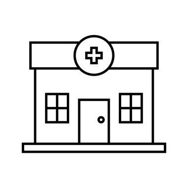 Hastane inşa çizgisi simgesi, vektör illüstrasyonu