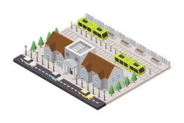 Evin şehir merkezinin izometrik çizimi, bir ev.
