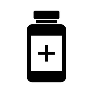 İlaç şişesinde tıbbi sembol simgesi var.