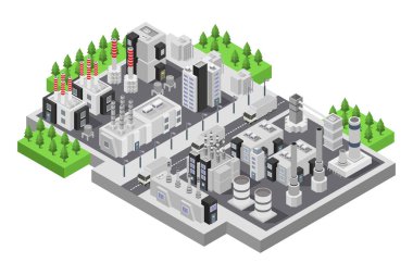 İzometrik 3d modern şehir. vektör