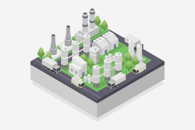 izometrik fabrika, vektör çizimi