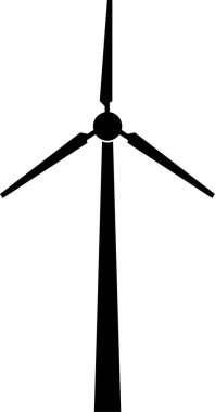 Beyaz bir arka planda yel değirmeninin siyah silüeti