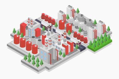 İzometrik şehir manzarası, vektör