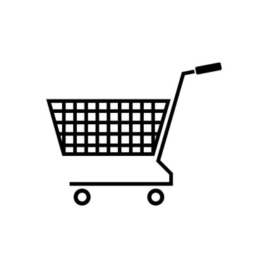 Alışveriş sepeti simge vektör web ve mobil uygulaması tasarım, alışveriş sepeti logo kavramı için izole üzerinde beyaz arka plan